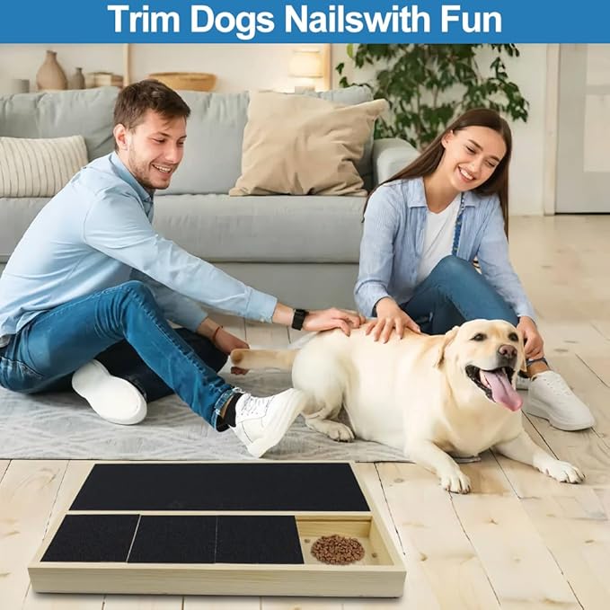 Dog Nail Scratch Pad with Treat Box, Jaxbo Durable Portable Dog Scratch Filing Pad for All Dogs, Wooden Cat Nail Scraper Board for Indoor/Outdoor Training