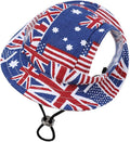 Round Brim Princess Hat Visor Hat Pet Dog Mesh Porous Sun Hat with Ear Holes for Small, Extra Small Dog Teddy, Pug, Chihuahua, Shih Tzu, Yorkshire Terriers, Papillon Z-2-usa Flag Large