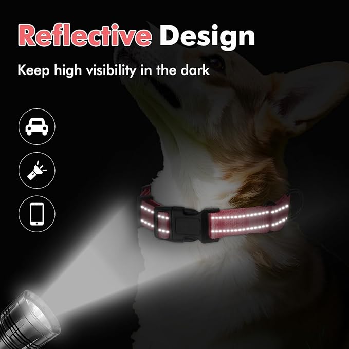 Martingale Collar for Dogs with Quick Release Buckle, Reflective Soft Padded & Escape Proof, Adjustable Nylon Dog Collars for Training & Daily Walking (Neon Pink,S)
