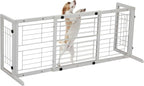 COZIWOW 38" -67" Dog Gate Indoor, Pet Gates for Doorways No Drilling, Wooden Free Standing Doggie Fence for Stairs, Safety for Small to Medium-Sized Dog,White