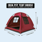 Open Design Pet Tent, Cozy Monitoring Bed for Cats & Puppies, Breathable Mesh Walls for Security & Ventilation, Indoor Outdoor Travel, Red