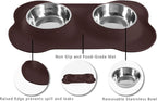 Hubulk Pet Dog Bowls 2 Stainless Steel Dog Bowl with No Spill Non-Skid Silicone Mat + Pet Food Scoop Water and Food Feeder Bowls for Feeding Small Medium Large Dogs Cats Puppies (Large, Chocolate)