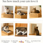 Cat Scratcher Box – Natural Kraft | Recyclable Cardboard Scratch Pads for Indoor Cats | Flat, Reversible Scratch Boards with Debris-Collecting Base