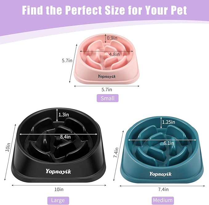 2 Pack Slow Feeder Dog Bowls for Healthy Eating, Non-Slip and Anti-Choking Design, Reduces Bloating & Overeating for Large Dogs, Easy to Clean