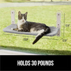 GORILLA GRIP Cat Window Perch, Foldable Cat Window Hammock Bed with 6 Large Suction Cups, Cordless Indoor Wall Shelves, Strong Metal Frame Holds 30lbs, Reversible Washable Sherpa Cover, Medium Gray