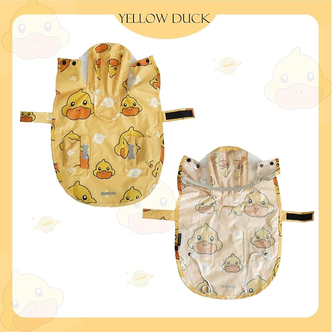 Dog Raincoat,Waterproof Rain Poncho with Hoodie, High Reflective Adjustable Pet Rain Jacket with Leash Hole for Small Medium and Large Dogs (Yellow Duck, Medium)