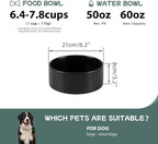 Non-Slip 8.2inch Ceramic Dog Food and Water Bowl for Large Breed Dogs, Pet Bowl for Replacement (Single Bowl, Black)