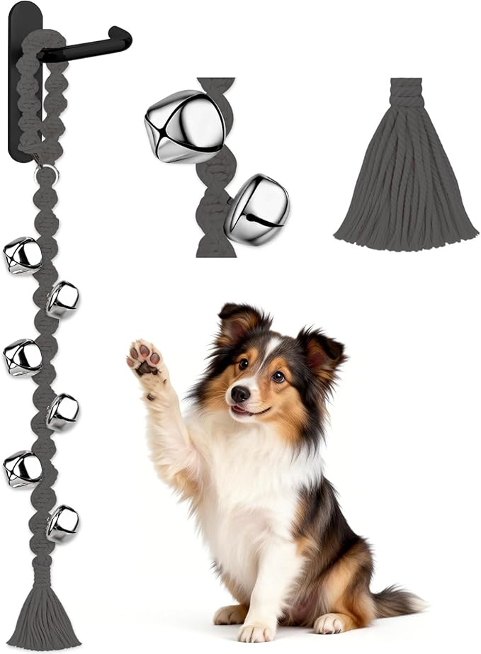 COOYOO Dog Bells to Go Outside, Premium Quality Potty Training Dog Door Bell, Yarn Handwoven Dog Bell, Adjustable Housetraining Hanging Bell-6 Extra Large Loud 1.5 DoorBells