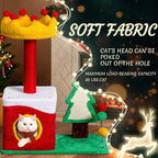 VINGLI 29.5IN Christmas Themed Plush Cat Tree, Multi Level Cat Tower with Condo, Crown Top Perch, Xmas Tree Sisal Scratching Ramp & Post, Spring Hanging Balls Indoor Kitten Cat Activity Center