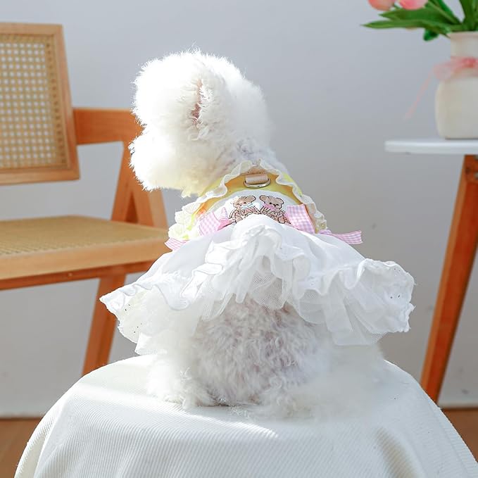 Furbabycare® Elegant Sweet Fashion Puppy Dog Blingbling Princess Skirt Pet Dog Lace Cake Camisole Tutu Dress I-White X-Small
