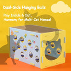 Cat House for Indoor Cats 3 in 1 Scratch Resistant Sisal Cave Bed with Tunnel Enclosed Design with Fluffy Ball Hanging for Multiple Pets Small Aminal Hideaway