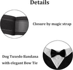 Dog Tuxedo Collar with Bow Tie – Adjustable Wedding Dog Collar Bandana for Small, Medium & Large Dogs – Formal Pet Attire for Weddings & Special Occasions