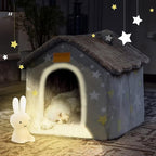 Dog House Indoor Memory Sponge, Foldable Dog House Kennel Bed Mat with Cushion for Small Medium Large Dogs Cats, Winter Warm Cat Nest Puppy Cave Sofa Pet Products (Large)