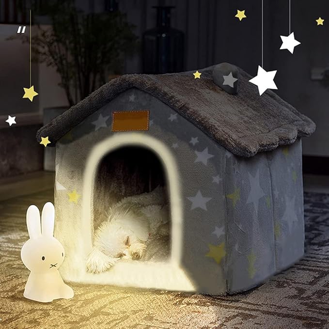 Dog House Indoor Memory Sponge, Foldable Dog House Kennel Bed Mat with Cushion for Small Medium Large Dogs Cats, Winter Warm Cat Nest Puppy Cave Sofa Pet Products (Large)