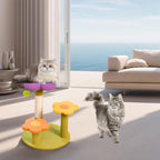 Flower Cat Tree Tower Cat Climbing Frame Sisal Wrapped Cute Cat Tree Multi-Function Small Cat Tower 3 Layer for Playtime and Relaxation