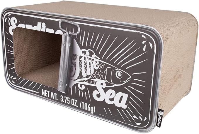 SARDINE - Cardboard Cat Scratcher - 60 x 30x 30 cm - White, Black and Pink - Color: Black