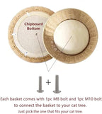 SHENGOCASE 2-Pack Cat Tower Tree Add ons Accessories Replacement Part Basket Bed, Handwoven Wicker Rattan Bowl Bed with Soft Cushion
