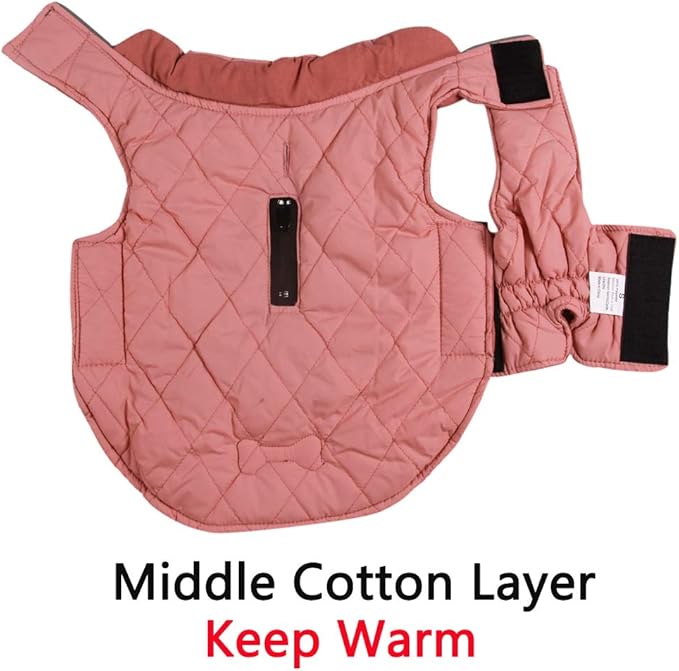 Reversible Dog Coats for Medium Dogs Waterproof Warm Dog Jacket for Cold Winter,Pink L