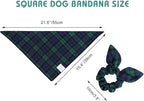 E-Clover Green Dog Bandanas Boy & Matching Scrunchie Set Plaid Scarf Kerchief for Small Dog Puppy Bandana Pet Owner Blue St Patrick Spring