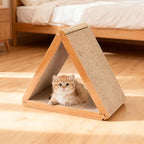 3-Sided Vertical Foldable Cat Scratching Post - Triangle Cat Scratcher Board, Multiple Angle Scratch Pad with 6 Usable Sides, Recyclable Cardboard for Indoor Cats