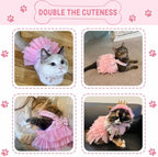 Dog Dresses, Fashion Pet Dog Clothes, Striped Mesh Puppy Dogs Princess Dresses (Pink, Medium)
