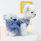 Fashion Sweet Puppy Dog Blingbling Princess Skirt Pet Dog Lace Cake Camisole Tutu Dress D-Navy XS
