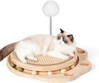 3-in-1 Cat Scratcher Board & Activity Center with Sisal Scratching Pad, Ball Track & Spring Toy, Interactive Cat Furniture for Indoor Cats