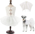 ASENKU Dog Dress, Dog Wedding Dress, Pet Lace Princess Dress with Bows for Wedding Birthday Party, Puppy Formal Apparel with Pearl Necklace for Large Dogs (White, XX-Large)