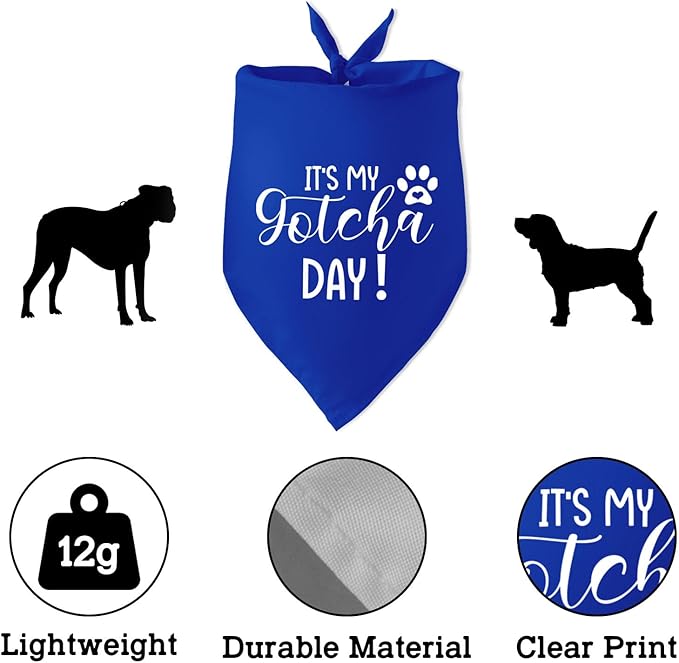 It's My Gotcha Day Blue Dog Bandana Adoption Day Dog Bandana for Dogs Funny Pet Dog Puppy Bandana Photo Prop Accessories for Pet Dog Lovers Owner Gift
