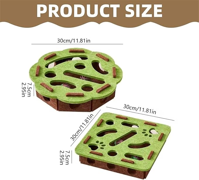 2026 New Cat Nail File Enrichment Box,Cat Scratch Puzzle Enrichment Box,Interactive Cats Toy with 3 Bell Balls for Indoor Cats Self Play,Encourages Hunting Instincts (G)