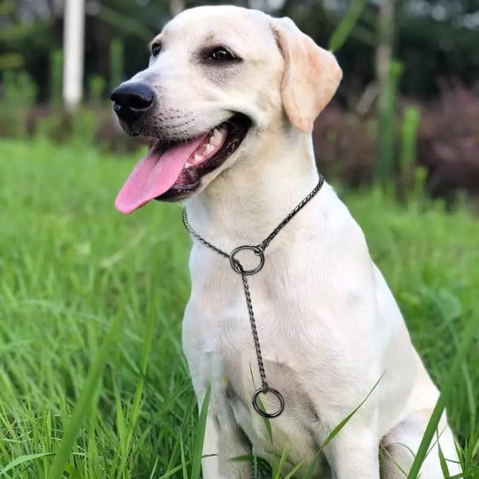 Mogoko Stainless Steel Dog Choke Chain Collar, Puppy Metal Snake Chain Pet Show Slip Collar Choker for Training Walking (Black;20.0"*4.0mm)