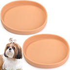 BNOSDM Silicone Dog Food Plate Shallow Dogs Bowl Flat Cat Dish 2 Pack Small Puppy Plates for Small Dog and Cats Whisker Fatigue Pet Feeding Bowls for Dry and Wet Food