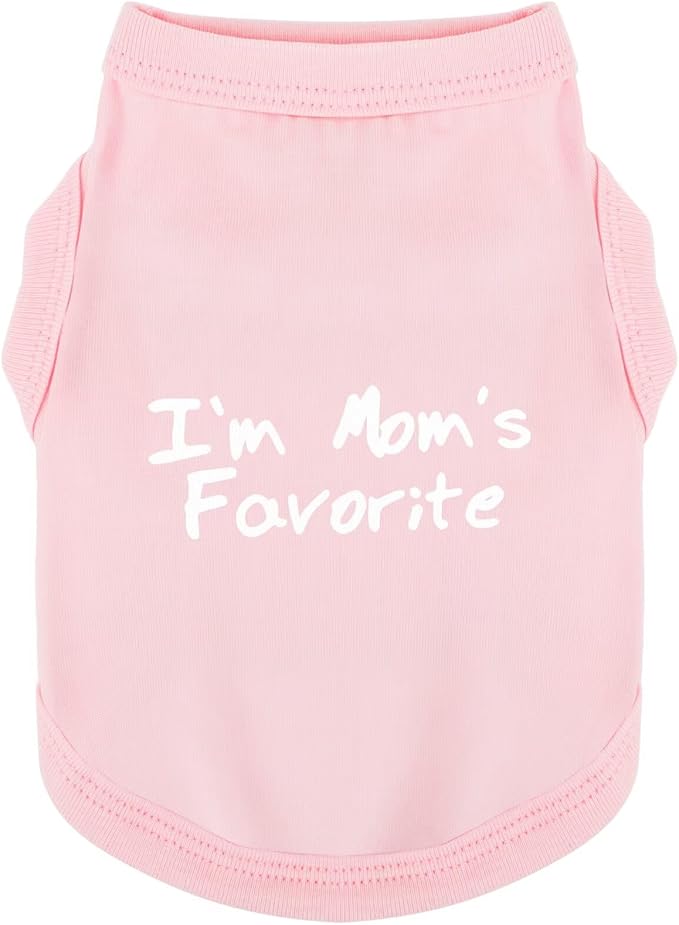 Cozy Sleeveless Canine Wear Dog Clothes, Soft, Lightweight, and Breathable Cotton Dog Shirt with I'm Mom's Favorite Print.Vest Tank Top Ideal for Small, Medium, and Large Breeds Light Pink 4XL