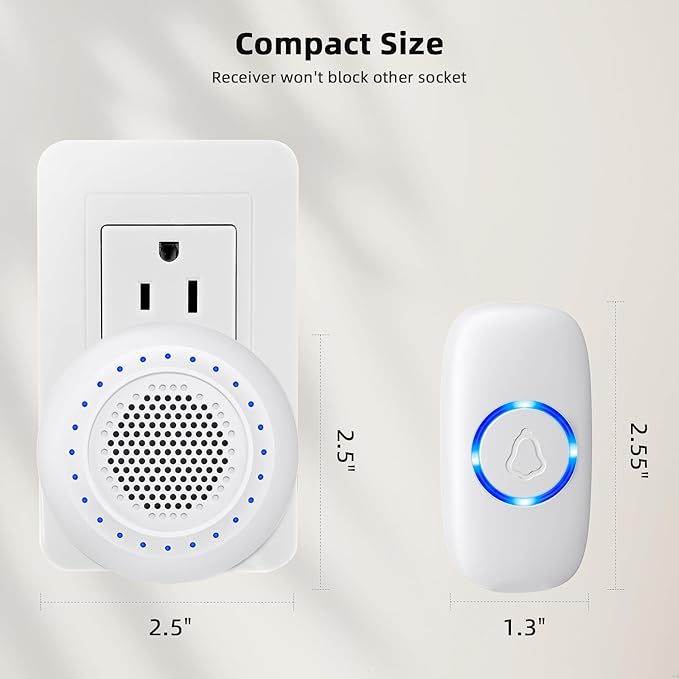 Doorbell Wireless Classroom Doorbell - PHYSEN Door Bells Ringer Chimes Wireless - Operating at 1000ft Range, 32 Ringtones, 4 Volume Levels, LED Flash - Waterproof Wireless Doorbells for Home Kids Room