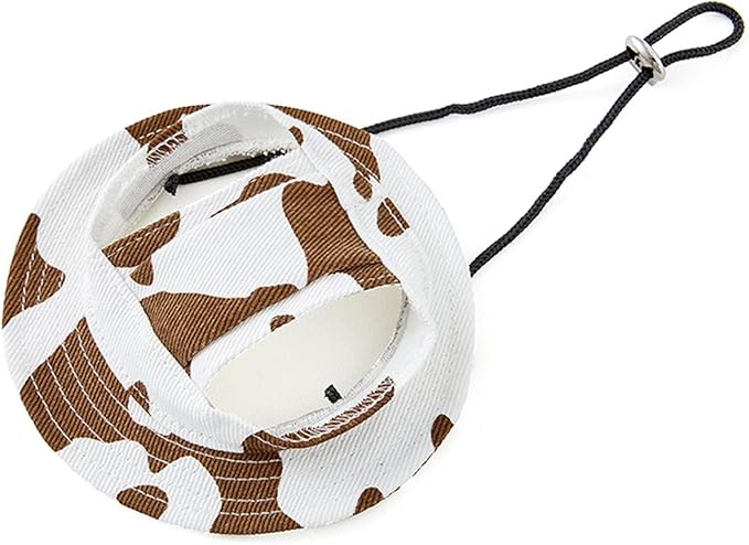 Round Brim Princess Hat Visor Hat Pet Dog Mesh Porous Sun Hat with Ear Holes for Small, Extra Small Dog Teddy, Pug, Chihuahua, Shih Tzu, Yorkshire Terriers, Papillon W-Coffee L