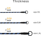 BronzeDog Rope Pro Training Dog Collar Braided No Pull Quick Release Round Lead Collars for Dogs Small Medium Large Puppy (M - 19.7" Long, Blue)