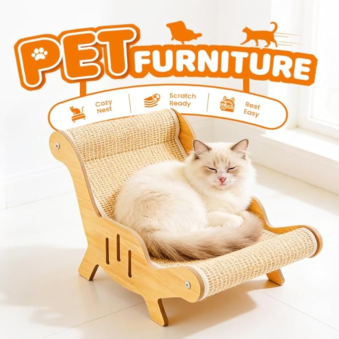 2026 New Cat Recliner Scraper Board, Large 2 in 1 Cat Recliner Scratch Board, Durable Cat Scratching Pad Cat Scratcher Bed Cardboard Cat Scratchers for Indoor Cats (D)