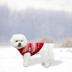 KOOLTAIL Cable Knit Small Dog Sweater Turtleneck, Cold Weather Pullover Classic Knitwear with Leash Hole, Snowflake Pattern Thick Warm Winter Pet Clothes, Medium Dog Christmas Sweater, Red S