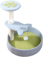Cat Tree Cat Tower Two-color three-layer cat climbing frame avocado green light blue petals cat litter cat jumping platform cat claw double ball toy Cat Tree Condo Cat Tree Indoor Climbing ( Color : 1