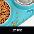 GORILLA GRIP Feeding Mat Bowl Set, 100% Waterproof BPA Free Silicone, 304 Stainless Steel Cat and Dog Bowls for Food and Water, Slip Resistant, High Edge, US Designed, Patent Pending, 2 Cup Turquoise