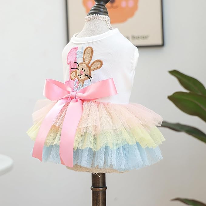 Furbabycare® Elegant Sweet Easter Puppy Dog Blingbling Princess Skirt Pet Dog Lace Cake Camisole Tutu Dress C-Easter Bunny-3 X-Small