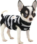 LOPHIPETS 100% Cotton Striped Dog Shirts for Small Dogs Chihuahua Puppy Clothes Tank Vest-Black and Gray Strips/S