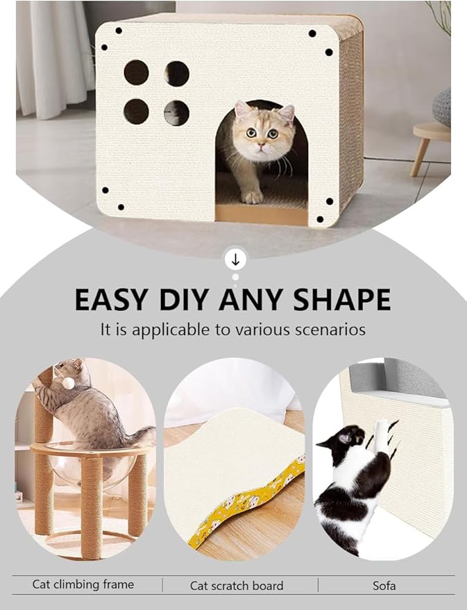 Anti Cat Scratch Couch Furniture Protector, Adhesive Cat Scratch Pad Deterrent for Furniture, DIY Climbing Cat Scratcher Couch Protector from Cat Claws Scratching for Indoor (offwhite,78.7x15.8In)