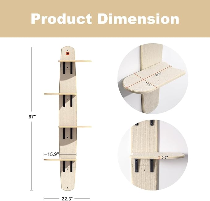 Cat Tree Door Hanger, Door Hanging Cat Climber Shelves, Vertical Space for Cats Doors Hanging