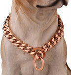 Rose Gold Dog Chain Collar 11mm/15mm/19mm Stainless Steel Cuban Link Chain Collar for Small Medium Large Dogs(19mm,18inch)