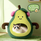 Cute Cat Beds for Indoor Cats, Small Dog Beds, Soft Washable Pet Beds for Kitten and Puppy, Funny Avocado Cat Cave Cat Toys, 19 Inches