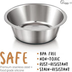 PEGGY11 Deep Stainless Steel Anti-Slip Dog Bowls - 2-Pack, 8 Cups