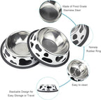 Stainless Steel Dog Bowls, Food and Water Non Slip Anti Skid Stackable Pet Puppy Dishes for Small, Medium and Large Dogs (2 Pack)