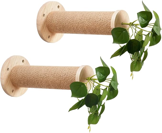 Meowoou 2PCS Cat Wall Shelves, 11.8 Inch Steps, Cats Wall Furniture Stairs for Wall-Mounted with Jute Scratching Cats Shelf for Most Kitten, Large Cat