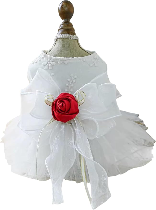 Furbabycare® Elegant Sweet Fashion Puppy Dog Blingbling Princess Skirt Pet Dog Lace Cake Camisole Tutu Dress F-White X-Small
